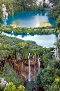 These unbelievable pools of water cascading down the jagged rock into waterfalls make for a phenomenal and very surreal photo. The way the light plays of the azure pools of water highlighting the magnolia yellows, fern greens and terracotta rock make for an amazing color compilation.